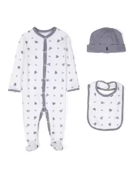 Ralph Lauren Kids комплект детской одежды из хлопка с принтом плюшевого мишки, белый