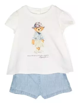 Ralph Lauren Kids комплект из хлопковых шорт Polo Bear, белый