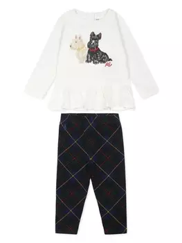 Ralph Lauren Kids комплект из майки и леггинсов с принтом собаки, белый
