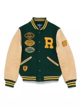 Ralph Lauren Kids куртка-бомбер в стиле колор-блок, зеленый