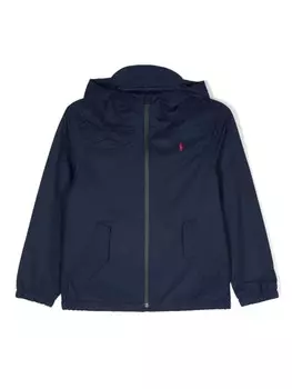 Ralph Lauren Kids куртка на молнии с капюшоном и логотипом, синий