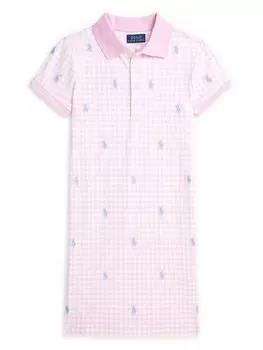 Ralph Lauren Kids платье-поло с вышитым логотипом, розовый