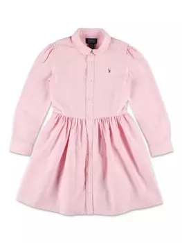 Ralph Lauren Kids платье-рубашка из хлопка Polo Pony, розовый