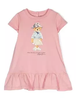 Ralph Lauren Kids платье с принтом Teddy Bear, розовый