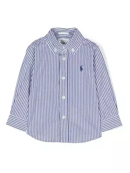 Ralph Lauren Kids полосатая рубашка с вышитым логотипом, синий
