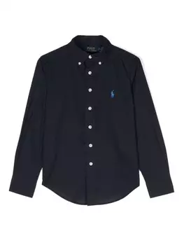 Ralph Lauren Kids поплиновая рубашка, синий