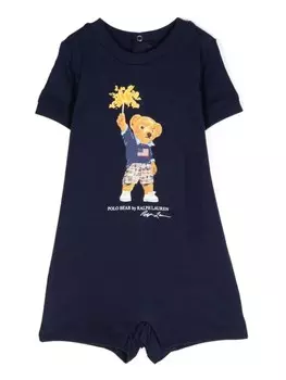 Ralph Lauren Kids ромпер с принтом Polo Bear, синий