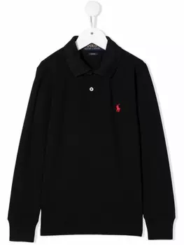 Ralph Lauren Kids рубашка поло с вышитым логотипом, черный