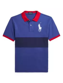 Ralph Lauren Kids рубашка поло в полоску с вышитым логотипом, синий