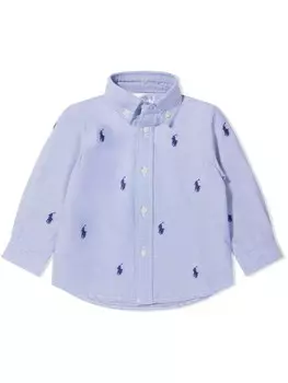Ralph Lauren Kids рубашка с вышивкой Polo Pony, синий
