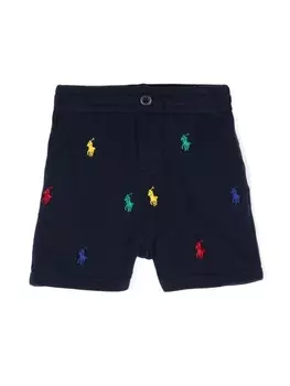 Ralph Lauren Kids шорты с вышивкой Polo Pony, синий