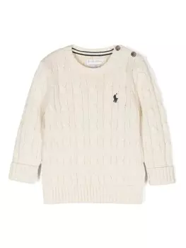 Ralph Lauren Kids свитер с логотипом Polo Pony, нейтральный цвет