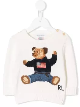 Ralph Lauren Kids свитер с вышивкой, белый