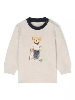 Ralph Lauren Kids свитшот с принтом Polo Bear, нейтральный цвет