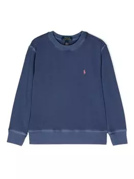Ralph Lauren Kids толстовка с круглым вырезом и вышивкой Polo Pony, синий