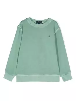 Ralph Lauren Kids толстовка с круглым вырезом и вышивкой Polo Pony, зеленый