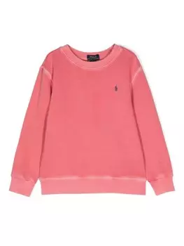 Ralph Lauren Kids толстовка с круглым вырезом и вышивкой Polo Pony, розовый