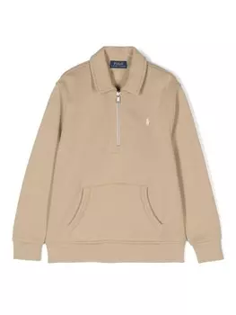Ralph Lauren Kids толстовка с застежкой-молнией на четверть, нейтральный цвет