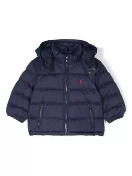 Ralph Lauren Kids утепленная куртка с вышивкой Polo Pony, синий
