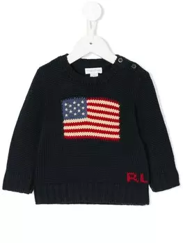 Ralph Lauren Kids вязаный свитер с логотипом, синий