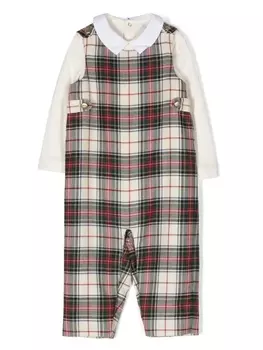Ralph Lauren комплект из боди и комбинезона в клетку, нейтральный цвет
