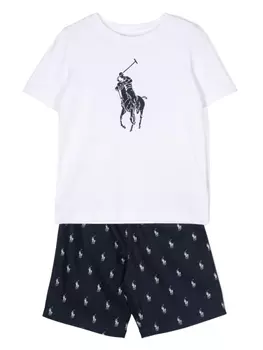 Ralph Lauren комплект из футболки и шортов с принтом Polo Pony, белый