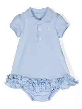 Ralph Lauren комплект из платья и блумеров с логотипом Polo Pony, синий