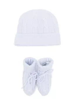 Ralph Lauren комплект из шапки бини и пинеток, синий