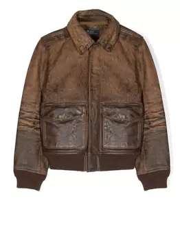 Ralph Lauren кожаный бомбер A-2, коричневый
