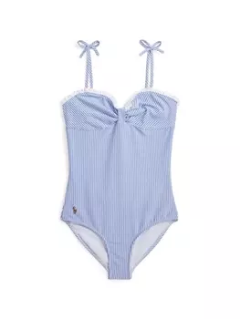 Ralph Lauren купальник с оборками, синий