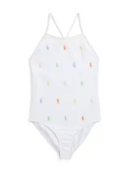 Ralph Lauren купальник с вышивкой Polo Pony, белый