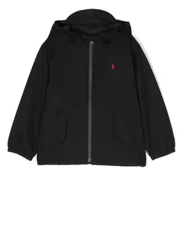Ralph Lauren куртка с капюшоном и вышивкой, черный