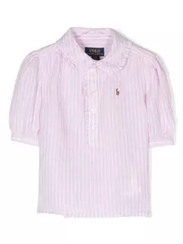 Ralph Lauren льняная рубашка с вышитым логотипом, розовый