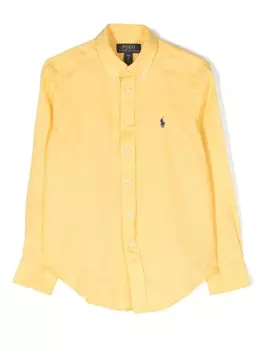 Ralph Lauren льняная рубашка с вышивкой Polo Pony, желтый