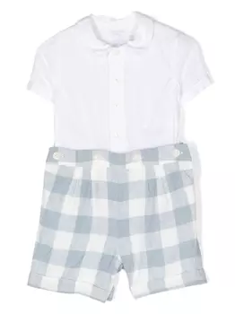 Ralph Lauren льняной комплект из рубашки и шортов в клетку, синий