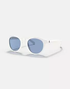 Ralph Lauren - Ph4184 Phantos - Блестящие белые солнцезащитные очки с синими линзами