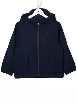 Ralph Lauren плащ с капюшоном и вышивкой Polo Pony, синий