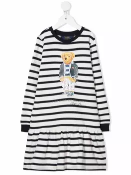 Ralph Lauren платье Polo Bear в полоску, белый