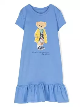 Ralph Lauren платье с принтом Polo Bear, синий