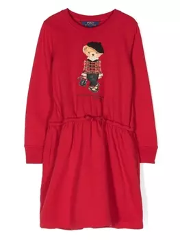 Ralph Lauren платье с принтом Polo Bear и кулиской, красный