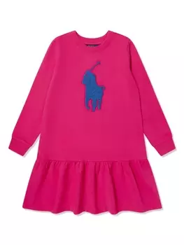 Ralph Lauren платье с расклешенным подолом и логотипом Polo Pony, розовый