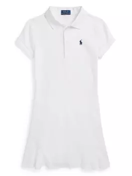 Ralph Lauren платье с воротником поло и вышитым логотипом, белый