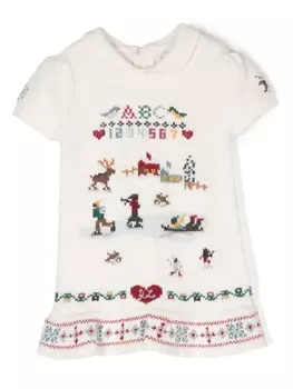 Ralph Lauren платье Sampler вязки интарсия, нейтральный цвет