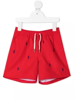 Ralph Lauren плавки-шорты с вышитым логотипом, красный