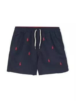 Ralph Lauren плавки-шорты с вышивкой Polo Pony, синий
