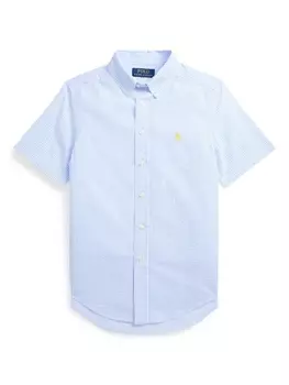 Ralph Lauren полосатая рубашка с вышивкой Polo Pony, синий