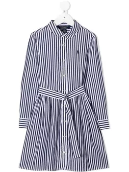 Ralph Lauren полосатое платье-рубашка с поясом, белый