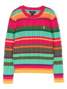 Ralph Lauren полосатый джемпер фактурной вязки, зеленый