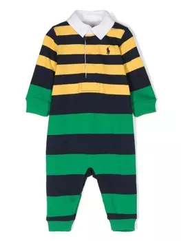 Ralph Lauren полосатый ромпер с логотипом Polo Pony, синий