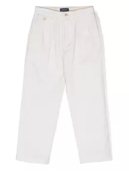 Ralph Lauren прямые брюки с нашивкой-логотипом, белый
